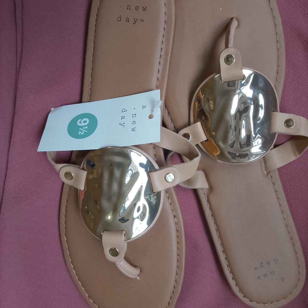 A New Day Tan Sandals with Silver Accents